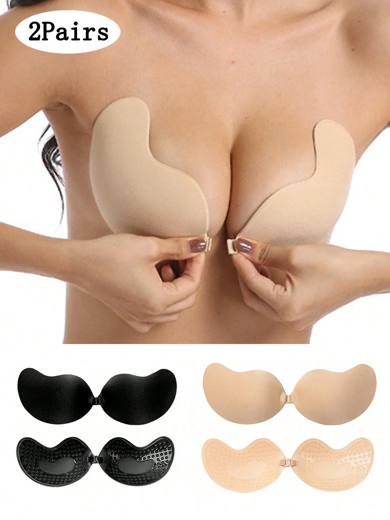 2-pack Women's Self-Adhesive Invisible Strapless Push-Up Pads Seamless Invisible Bra Reusable Front-Closure
2-pack Women's Self-Adhesive Invisible Strapless Push-Up Pads Seamless Invisible Bra Reusable Front-Closure