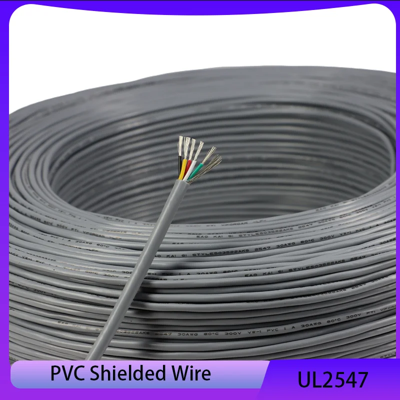 5/10M UL2547 PVC Shielded Wire 2 3 4 5Cores Black Grey 30 ~16AWG Signal Shielded Cable Channel Audio Line
5/10M UL2547 PVC Shielded Wire 2 3 4 5Cores Black Grey 30 ~16AWG Signal Shielded Cable Channel Audio Line