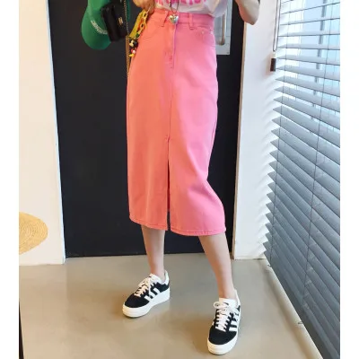 Fashionable Pink Slim Fit Split Denim Skirt High Waist Sweet Style Casual Wear Non-Stretch H-Shape Button Front A-Line S...
Fashionable Pink Slim Fit Split Denim Skirt High Waist Sweet Style Casual Wear Non-Stretch H-Shape Button Front A-Line S...
