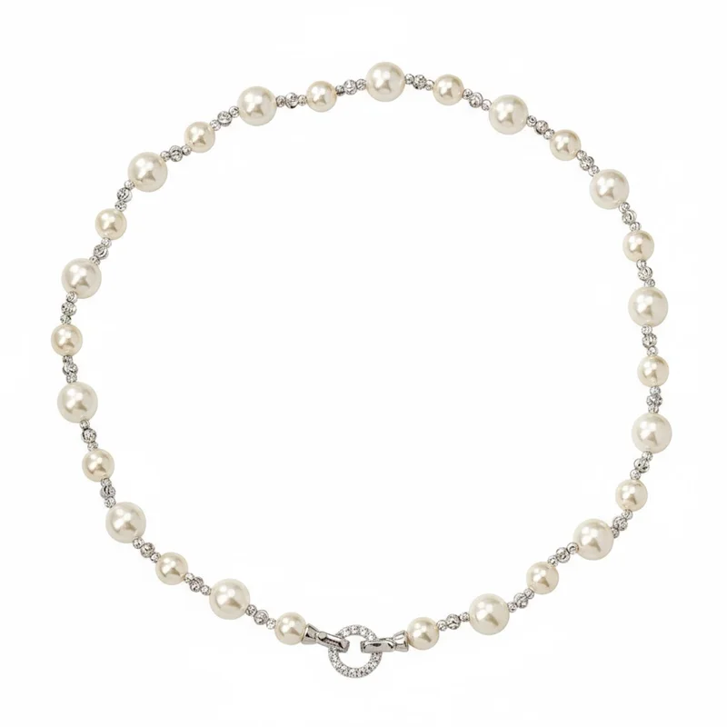 Pearl Necklace With Crystal Spacers 316L Stainless Steel Hypoallergenic Tarnish Free Round CZ Clasp Choker Women MURMUR
Pearl Necklace With Crystal Spacers 316L Stainless Steel Hypoallergenic Tarnish Free Round CZ Clasp Choker Women MURMUR