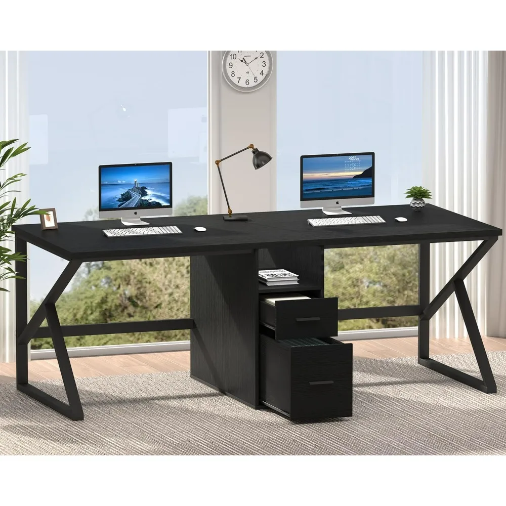 Black Computer Desk with File Drawer, 79" Gaming Writing 2 Person Desk with Storage Cabinet Shelf, Modern Large Extra Long Wood
Black Computer Desk with File Drawer, 79" Gaming Writing 2 Person Desk with Storage Cabinet Shelf, Modern Large Extra Long Wood