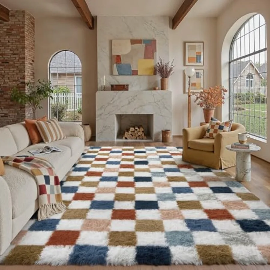 Checkered 8x10 Rug for Living Room: Modern Rainbow Shag, Washable Non-Slip, Super Soft Fuzzy Indoor Carpet in Fluffy Aesthetic
Checkered 8x10 Rug for Living Room: Modern Rainbow Shag, Washable Non-Slip, Super Soft Fuzzy Indoor Carpet in Fluffy Aesthetic