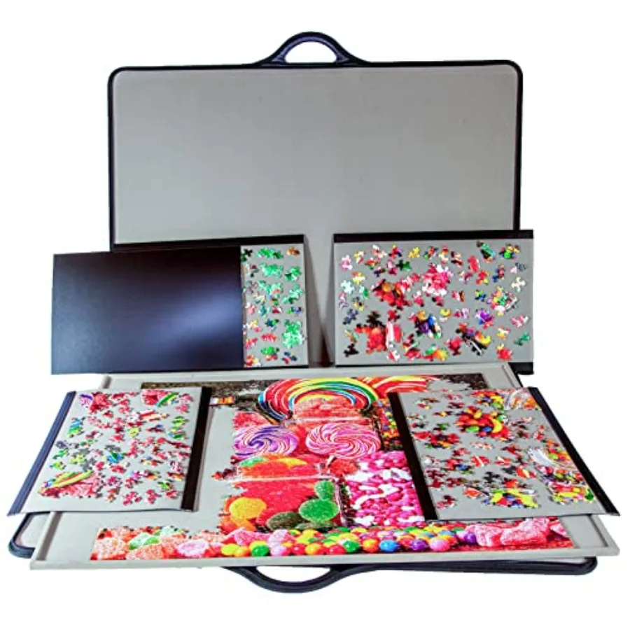 Jigsort 1500 puzzle board for home use, felt surface, gray, foldable with carry case, holds puzzles up to 35.5 x 25.5
Jigsort 1500 puzzle board for home use, felt surface, gray, foldable with carry case, holds puzzles up to 35.5 x 25.5