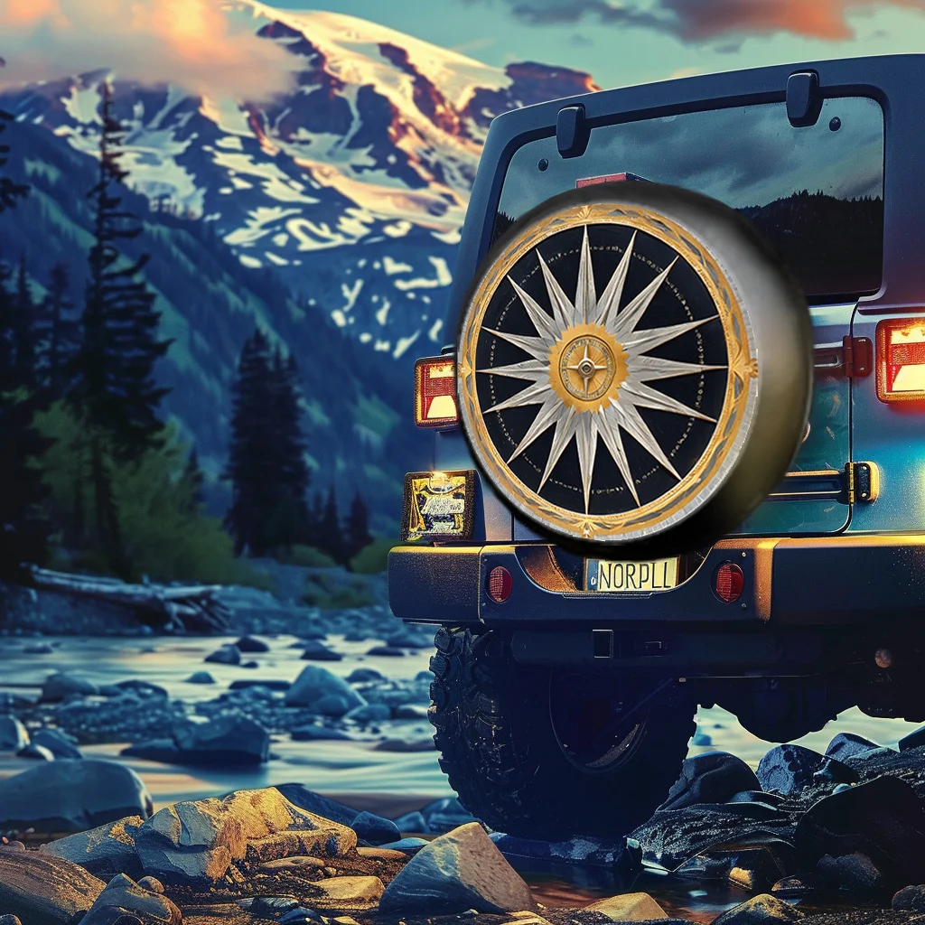 Starry Compass Pattern Tire Cover, Suitable For Off-Road Vehicles, Vans, Rvs, And Jeeps, Showcasing A Unique Style.
Starry Compass Pattern Tire Cover, Suitable For Off-Road Vehicles, Vans, Rvs, And Jeeps, Showcasing A Unique Style.