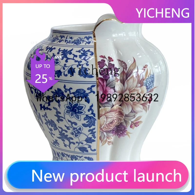 B-1 Chinese and Western Style Blue and White Porcelain Rose Home Decor Vase Barrel Scroll Jar
B-1 Chinese and Western Style Blue and White Porcelain Rose Home Decor Vase Barrel Scroll Jar