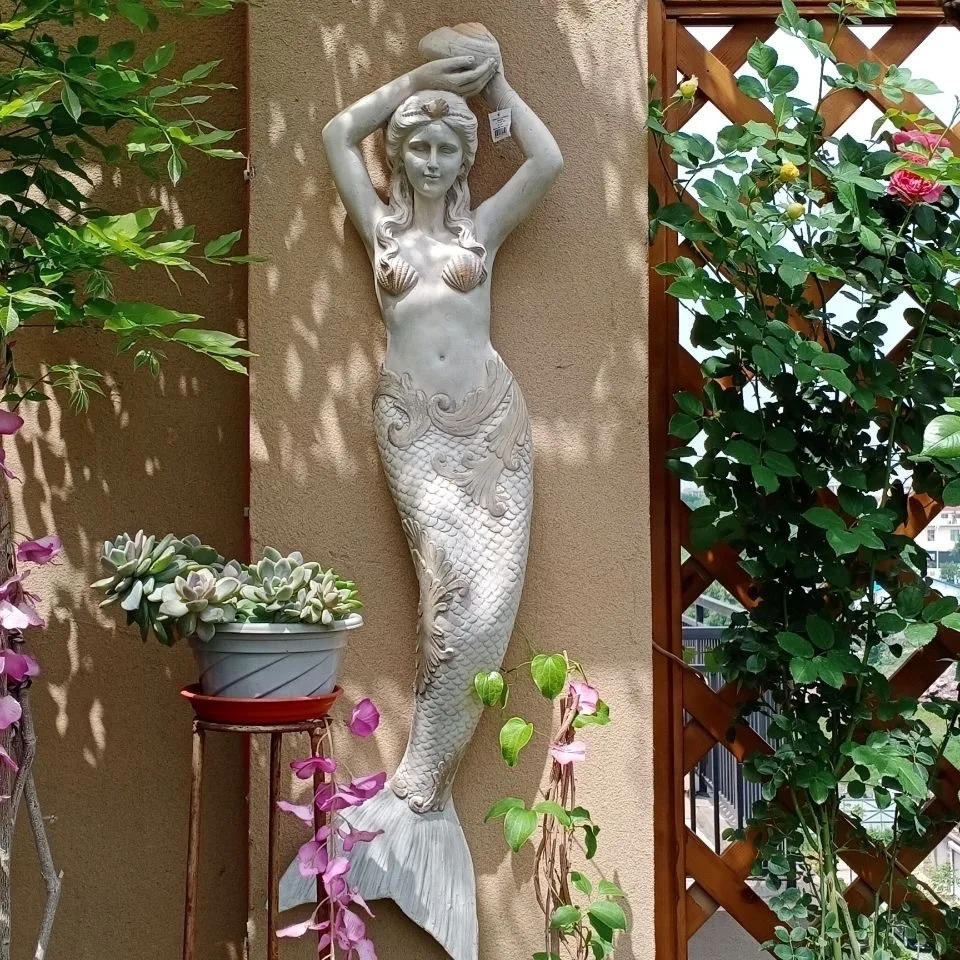 European Style Retro Mermaid Wall Hanging Sculpture Outdoor Garden Figurines Decoration Balcony Resin Ornament Home Statue Craft
European Style Retro Mermaid Wall Hanging Sculpture Outdoor Garden Figurines Decoration Balcony Resin Ornament Home Statue Craft