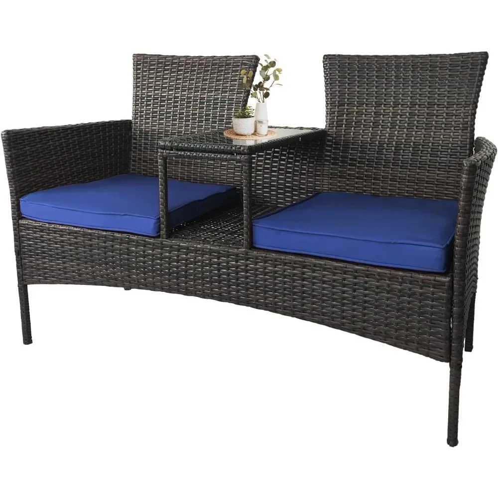 Outdoor Rattan Patio Loveseat,Wicker 2-Seat Outdoor Loveseat with Cushions and Built-in Coffice Table Patio Furniture Set
Outdoor Rattan Patio Loveseat,Wicker 2-Seat Outdoor Loveseat with Cushions and Built-in Coffice Table Patio Furniture Set