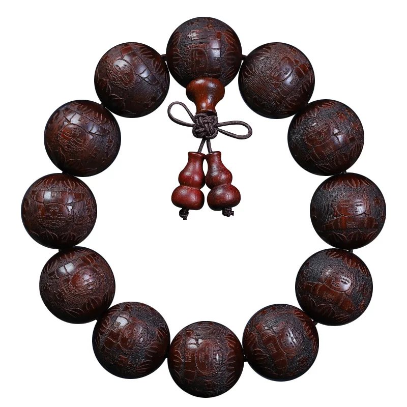 Blood Sandalwood & Ebony Carved Eight Patron Saints Bead Bracelet with Gourd Accessories - Buddhist Jewelry Gifts
Blood Sandalwood & Ebony Carved Eight Patron Saints Bead Bracelet with Gourd Accessories - Buddhist Jewelry Gifts