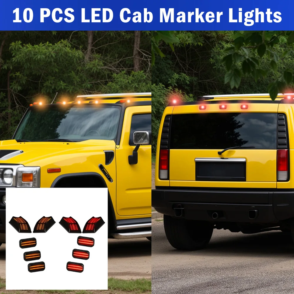 10PCS Yellow/Red LED Cab Roof Light and Lenses Kit For Hummer H2 2003 2004 2005 2006 2007 2008 2009 LED Smoked Lens Top Lights
10PCS Yellow/Red LED Cab Roof Light and Lenses Kit For Hummer H2 2003 2004 2005 2006 2007 2008 2009 LED Smoked Lens Top Lights