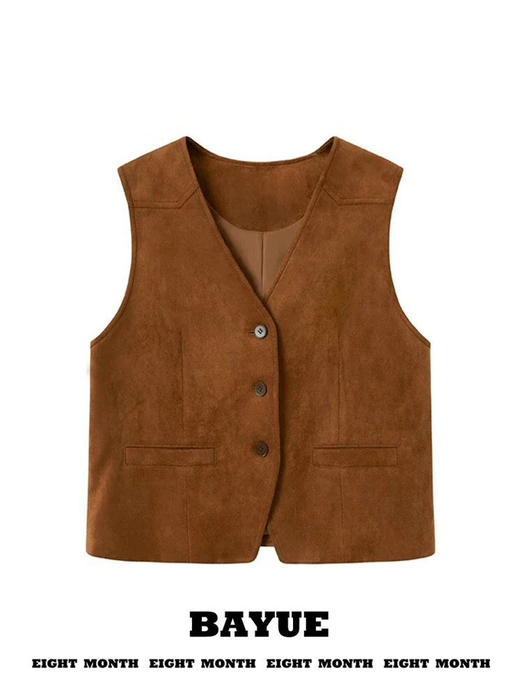 Small Size Women's Suede Vest Brown V-neck Vintage Layering Sleeveless Top Spring Autumn Outerwear Commute Style Single Button
Small Size Women's Suede Vest Brown V-neck Vintage Layering Sleeveless Top Spring Autumn Outerwear Commute Style Single Button