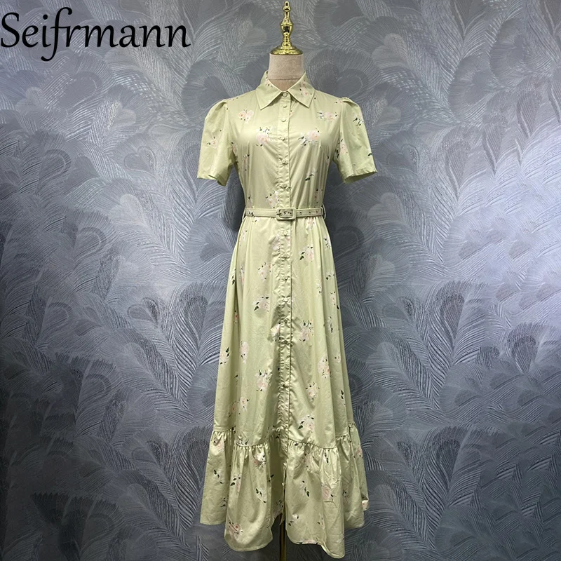 Seifrmann 2026 Summer Women's New Fashionable lapel Short Sleeve Cotton Printed Belt Waist cinching Long Dress
Seifrmann 2026 Summer Women's New Fashionable lapel Short Sleeve Cotton Printed Belt Waist cinching Long Dress