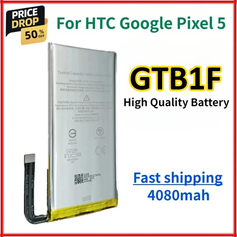 4080mAh GTB1F Phone Battery for HTC Google Pixel 5 Pixel5 Battery Bateria Large Capacity High Quality Batteries
4080mAh GTB1F Phone Battery for HTC Google Pixel 5 Pixel5 Battery Bateria Large Capacity High Quality Batteries