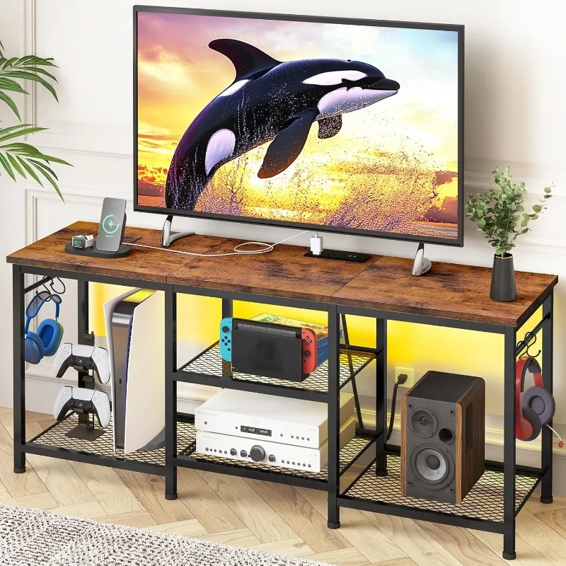 TV Stand Entertainment Center for 55 Inch TVs, with Charging Station and Lights Open Storage Shelves, TV Media Console,
TV Stand Entertainment Center for 55 Inch TVs, with Charging Station and Lights Open Storage Shelves, TV Media Console,