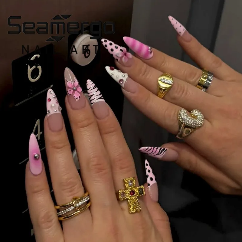 24PCS Cute Pink Leopard Print French False Nails Sweet 3D Flowers Y2k Black Polka Dots Almond Press on Nails Full Cover Wearable
24PCS Cute Pink Leopard Print French False Nails Sweet 3D Flowers Y2k Black Polka Dots Almond Press on Nails Full Cover Wearable