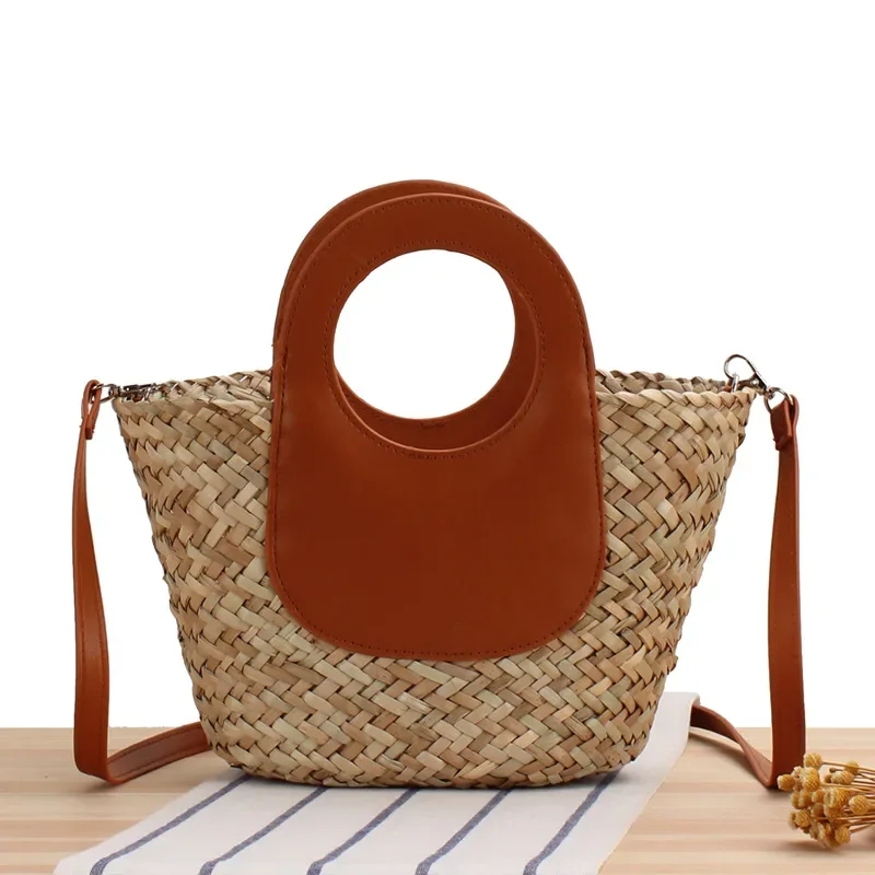 Casual Patchwork Rattan Basket Bag Designer Wicker Woven Women Handbag Summer Beach Straw Shoulder Crossbody Bags Small Tote Bag
Casual Patchwork Rattan Basket Bag Designer Wicker Woven Women Handbag Summer Beach Straw Shoulder Crossbody Bags Small Tote Bag