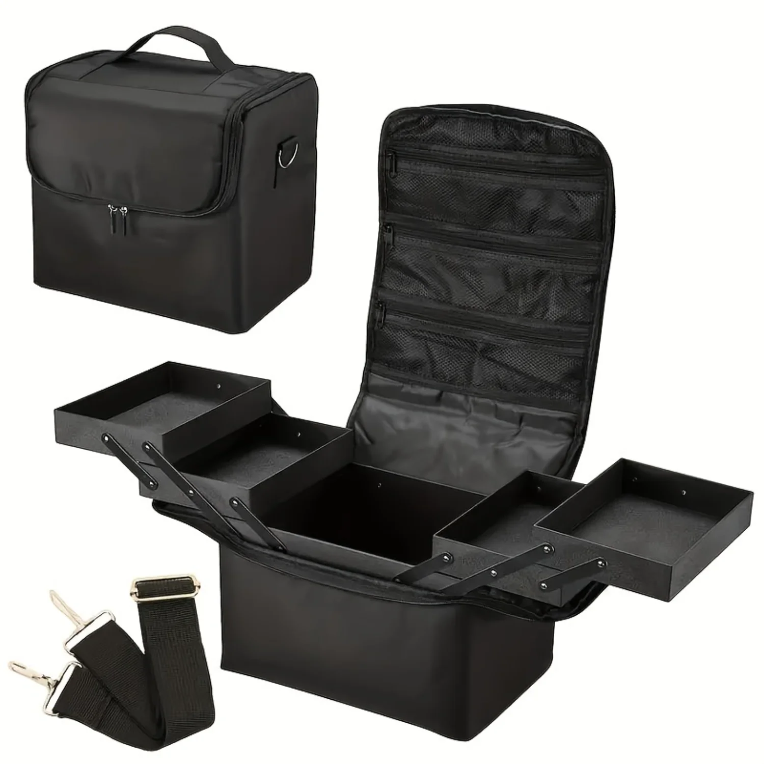 "Portable Layered Folding Cosmetic Case, Manicurist Tool Kit, Essential Oil Box, Travel Toiletry Bag - Perfect for On-the-Go Bea
"Portable Layered Folding Cosmetic Case, Manicurist Tool Kit, Essential Oil Box, Travel Toiletry Bag - Perfect for On-the-Go Bea