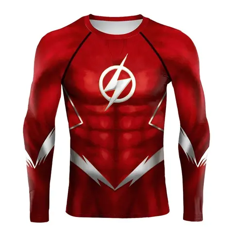 Superheld Flash Barry Allen Cosplay Langarm T Shirt Gym Sport Fitness T-shirt Halloween Party Kostüme