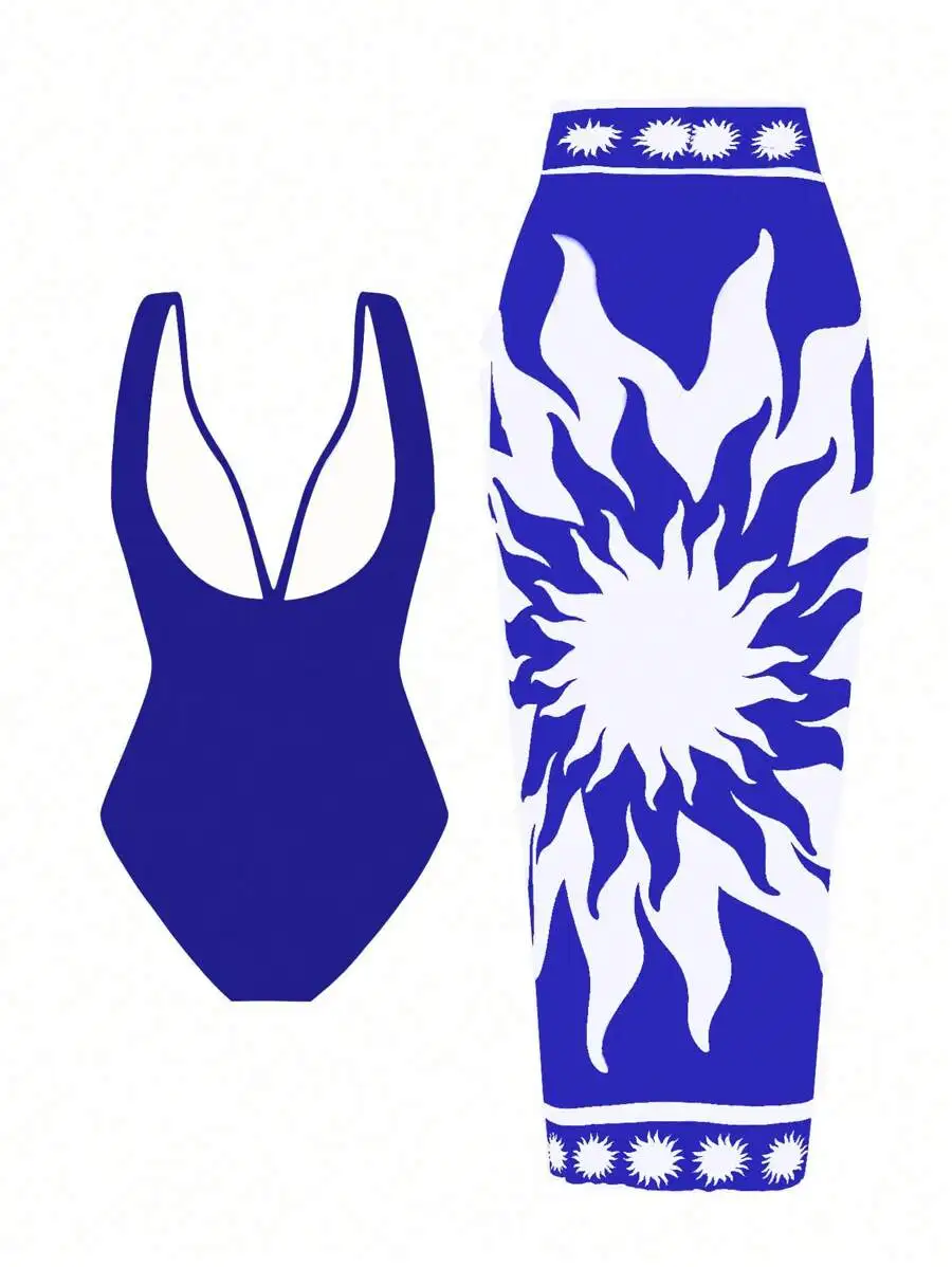 Women Blue Solid Mesh Print Long Skirt Beach Swimsuit Set Summer Vacation
Women Blue Solid Mesh Print Long Skirt Beach Swimsuit Set Summer Vacation