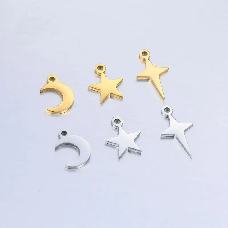 20 pieces Stainless Steel Cute Star Moon Charm Pendants Hollowed Out Handmade Earrings Bracelets Necklaces Jewelry Findings
20 pieces Stainless Steel Cute Star Moon Charm Pendants Hollowed Out Handmade Earrings Bracelets Necklaces Jewelry Findings