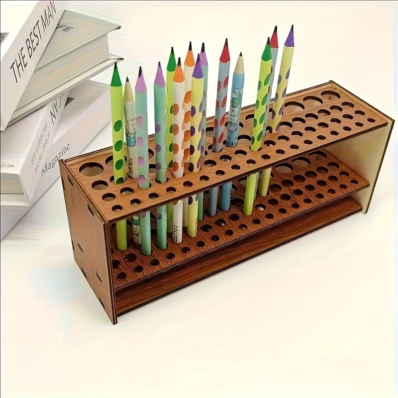 High-end wooden brush storage rack - 67Hole-punched brush holder with detachable tray,Durable Desktop Storage
High-end wooden brush storage rack - 67Hole-punched brush holder with detachable tray,Durable Desktop Storage