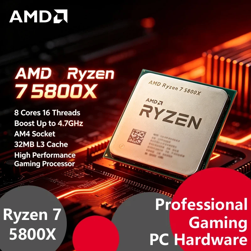 AMD Ryzen 7 5800X AM4 High Performance Gaming CPU 8C16T 4.7GHz Boost 32MB L3 Cache Unlocked Tray Processor Without Retail Box
AMD Ryzen 7 5800X AM4 High Performance Gaming CPU 8C16T 4.7GHz Boost 32MB L3 Cache Unlocked Tray Processor Without Retail Box