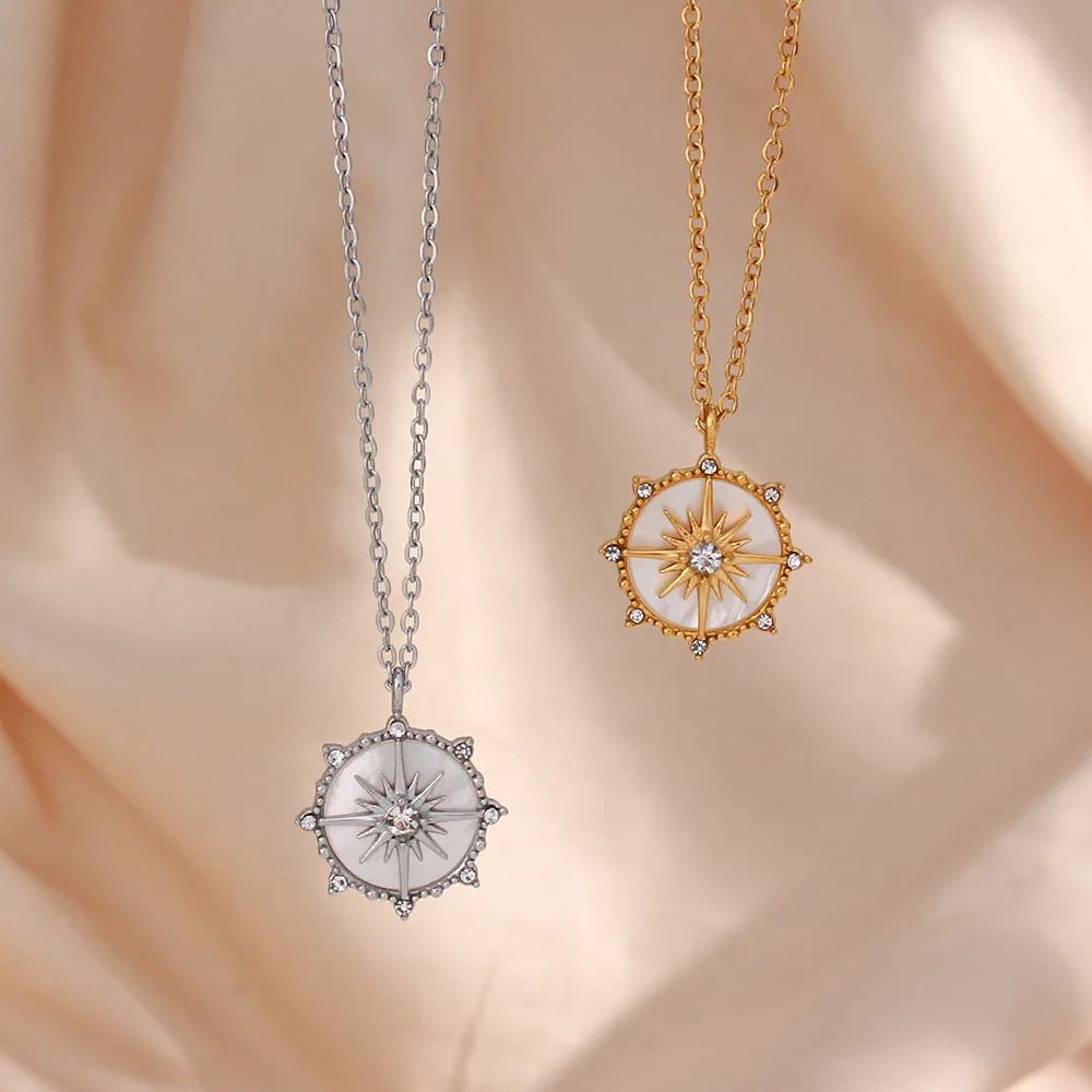Latest Design Girl's Jewelry Natural Shell Wheel of Fortune Pendant Necklace Stainless Steel Gold Plated Silver Color Necklace
Latest Design Girl's Jewelry Natural Shell Wheel of Fortune Pendant Necklace Stainless Steel Gold Plated Silver Color Necklace