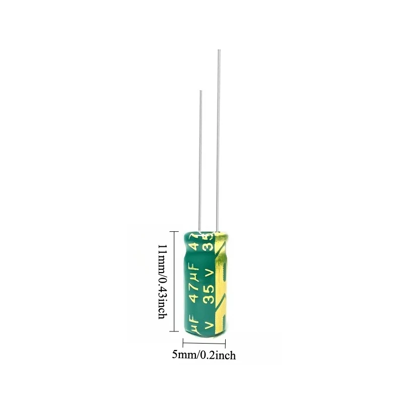 335pcs 35V 47uF Electrolytic Capacitor High Frequency Low ESR Long Life Green Gold 5x11mm for Power Supply
335pcs 35V 47uF Electrolytic Capacitor High Frequency Low ESR Long Life Green Gold 5x11mm for Power Supply