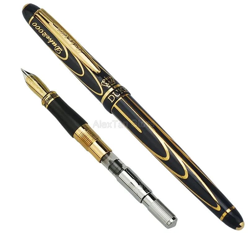 A+Duke Noble Pioneer 14K/8K Gold Fountain Pen Advanced Chromed Golden & Black Lines Fine Point 0.5mm & Gift Box Fit Collection
A+Duke Noble Pioneer 14K/8K Gold Fountain Pen Advanced Chromed Golden & Black Lines Fine Point 0.5mm & Gift Box Fit Collection