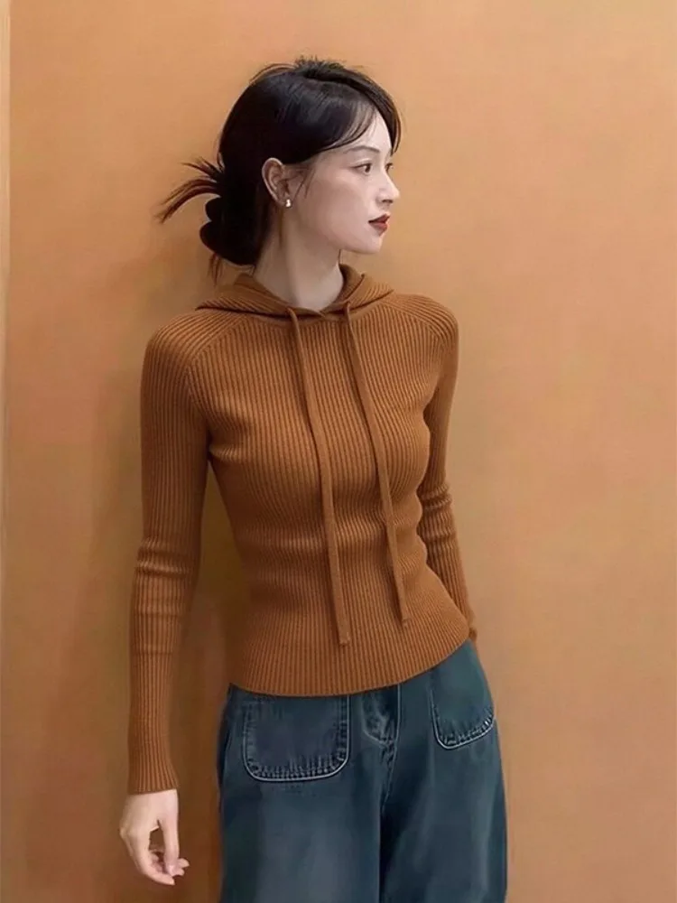 Caramel Short Knitted Sweater with Hat Women's Inner Wear Design High-End Feeling Top Korean Style Slim Fit Long Sleeve
Caramel Short Knitted Sweater with Hat Women's Inner Wear Design High-End Feeling Top Korean Style Slim Fit Long Sleeve
