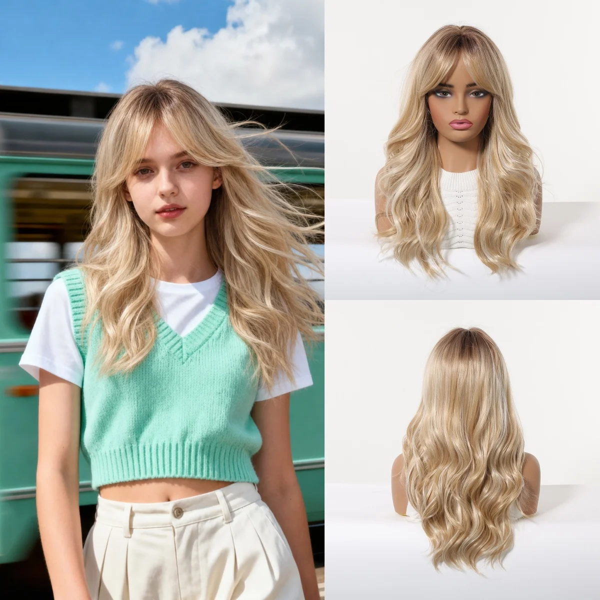 Blonde Wave Wig Mixed Platinum With Dark Root Long Loose Wave Synthetic Wig Middle Part Style Heat Resistant Fiber For Girl
Blonde Wave Wig Mixed Platinum With Dark Root Long Loose Wave Synthetic Wig Middle Part Style Heat Resistant Fiber For Girl