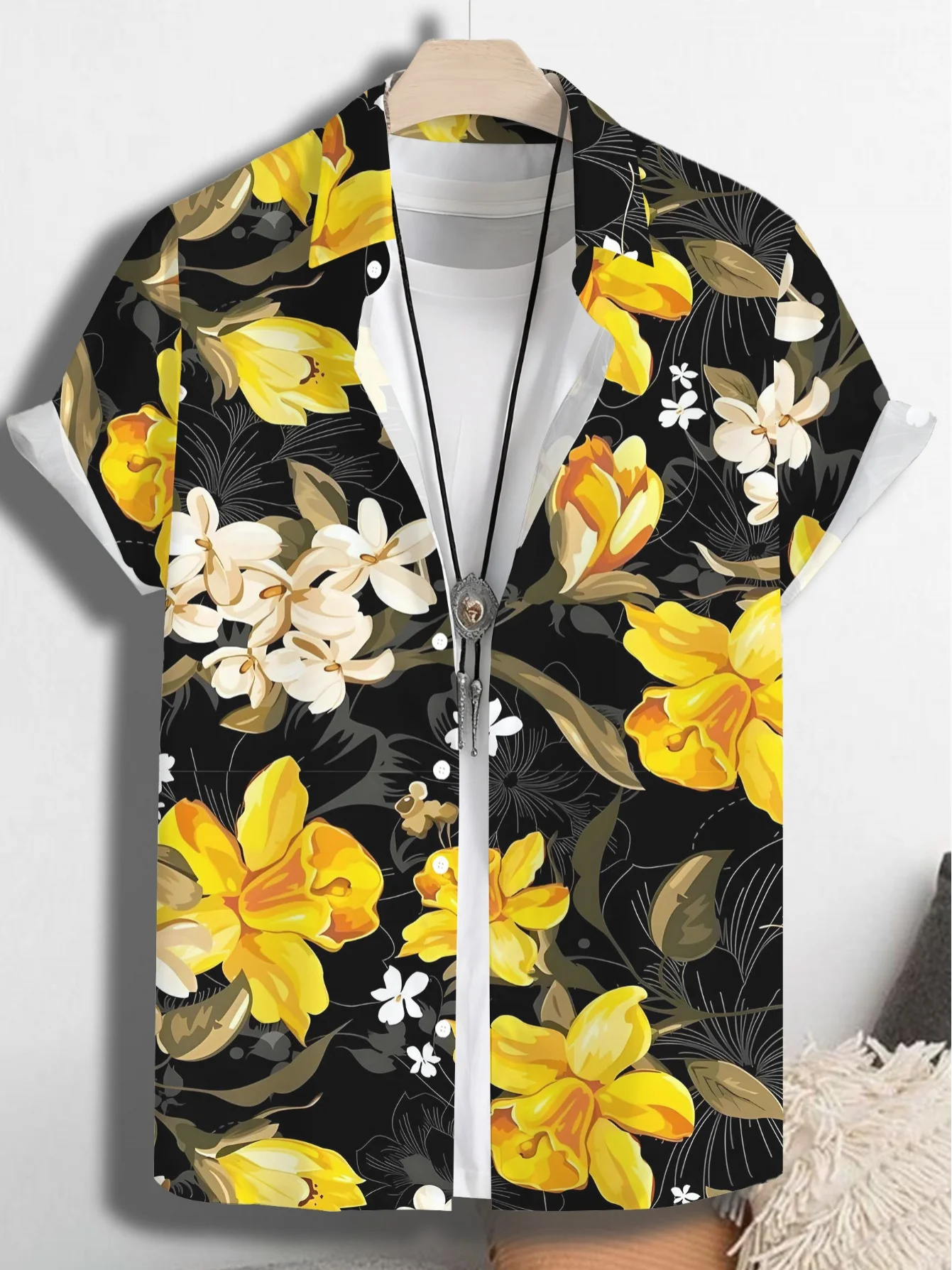 Men's Summer Yellow White Floral Hawaiian Print Stand Collar Short Sleeve Open Front Casual Vacation Beach Party Stylish Shirt
Men's Summer Yellow White Floral Hawaiian Print Stand Collar Short Sleeve Open Front Casual Vacation Beach Party Stylish Shirt