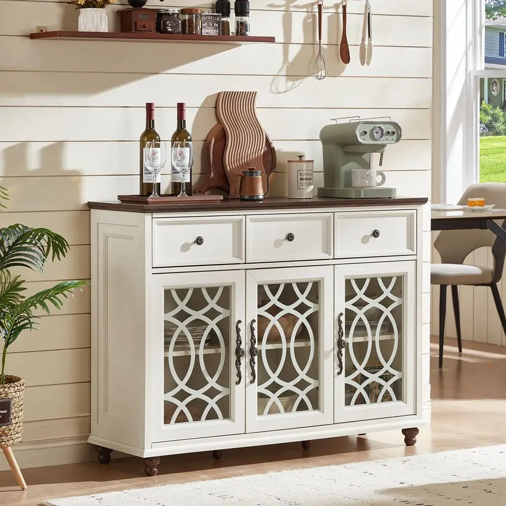 Farmhouse Sideboard Buffet Cabinet Set of 2 with Storage,48 Large Credenza with 3 Glass Doors amp 3 Drawers,Adjustable Shelves
Farmhouse Sideboard Buffet Cabinet Set of 2 with Storage,48 Large Credenza with 3 Glass Doors amp 3 Drawers,Adjustable Shelves