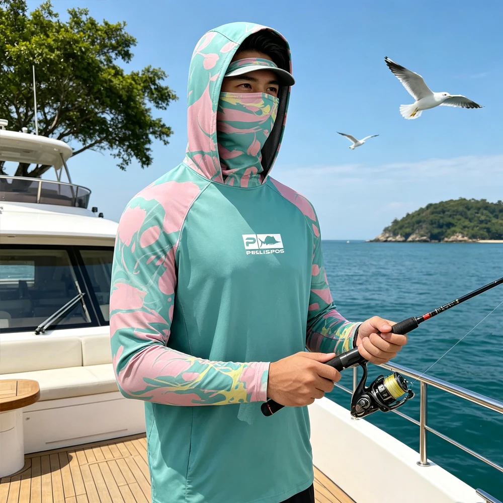 Outdoor Men's Fishing Clothes Long Sleeve Fishing Wear Hooded With Face Mask UPF50+ Breathable Angling Camping Travel Clothing
Outdoor Men's Fishing Clothes Long Sleeve Fishing Wear Hooded With Face Mask UPF50+ Breathable Angling Camping Travel Clothing