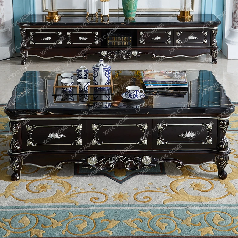 Высококачественная комбинация журнального столика для ТВ-шкафа из массива черного дерева и мрамора
Высококачественная комбинация журнального столика для ТВ-шкафа из массива черного дерева и мрамора