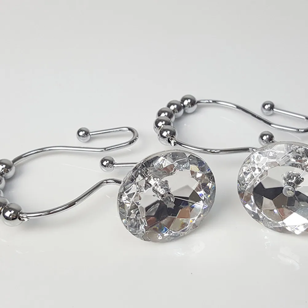 Набор из 12 прочных крючков для душевых шторок со стразами, надежная конструкция с кольцом 3/4 для легкого скольжения, для ванной комнаты
Набор из 12 прочных крючков для душевых шторок со стразами, надежная конструкция с кольцом 3/4 для легкого скольжения, для ванной комнаты