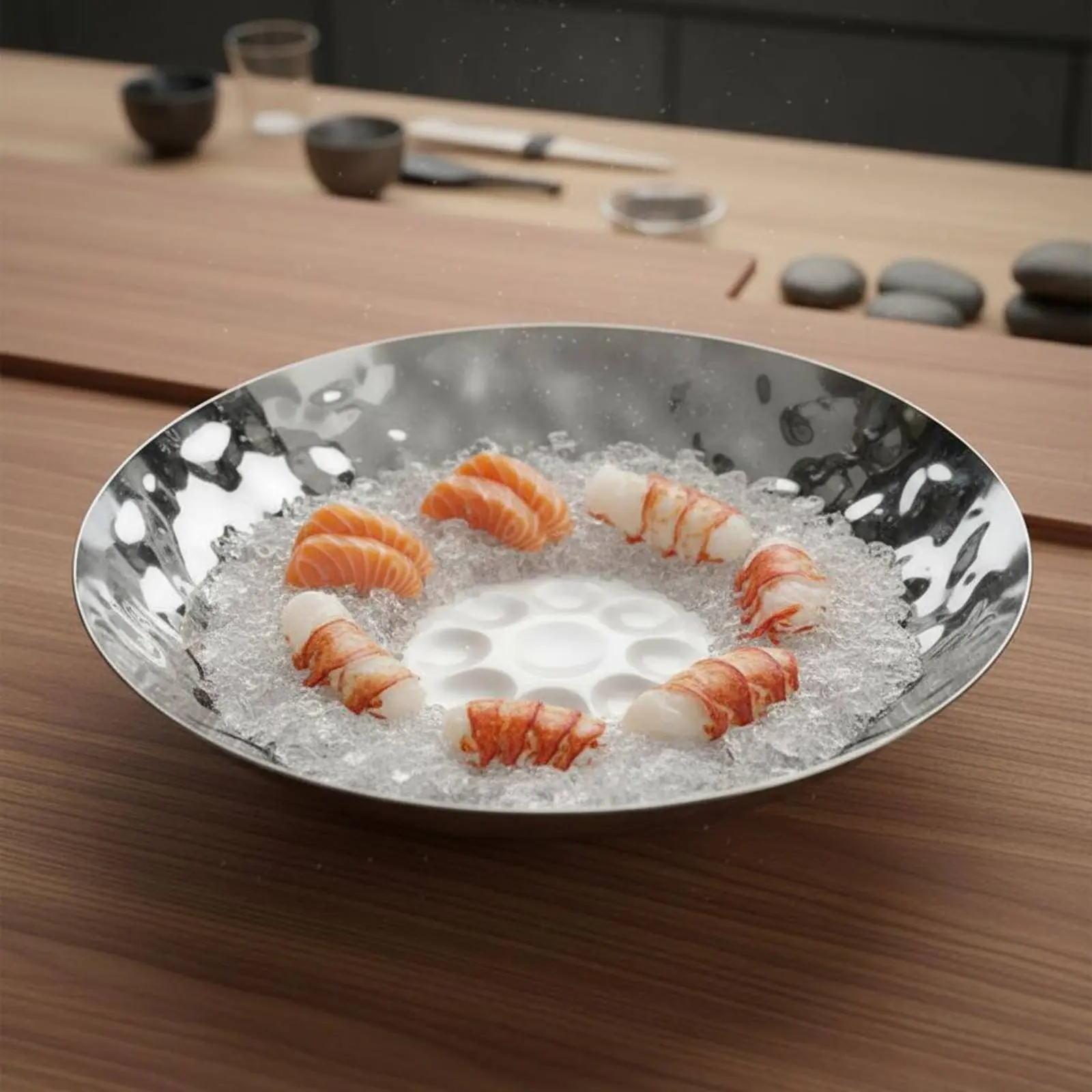 Sashimi Ice Platter Elegant Design Decorative Serving Dish Stainless Steel Serving Tray Break Resistant for Restaurateurs, Hotel
Sashimi Ice Platter Elegant Design Decorative Serving Dish Stainless Steel Serving Tray Break Resistant for Restaurateurs, Hotel