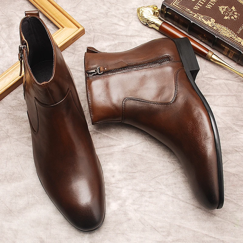 Luxury Genuine Leather Men's Ankle Boots Black Brown Boot Shoes For Men Dress Zipper Formal Luxury Fashion Man Chelsea Boots
Luxury Genuine Leather Men's Ankle Boots Black Brown Boot Shoes For Men Dress Zipper Formal Luxury Fashion Man Chelsea Boots