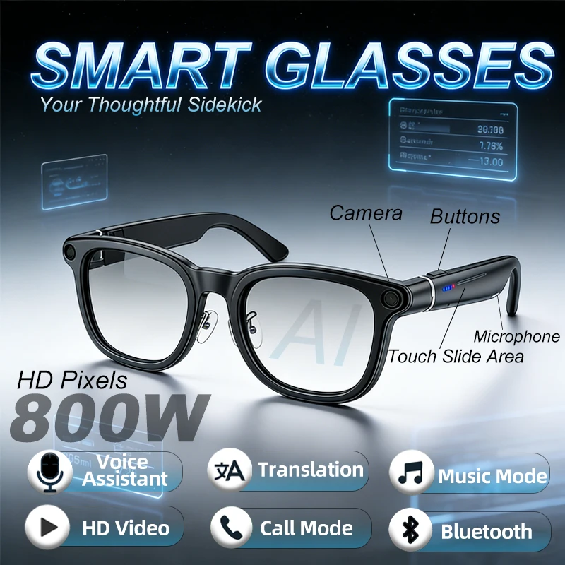 Новые умные очки с камерой 800 Вт, двойной стабилизацией изображения, функцией перевода, записью и транскрипцией, двойным микрофоном с шумоподавлением, музыкой и Bluetooth-звонками
Новые умные очки с камерой 800 Вт, двойной стабилизацией изображения, функцией перевода, записью и транскрипцией, двойным микрофоном с шумоподавлением, музыкой и Bluetooth-звонками