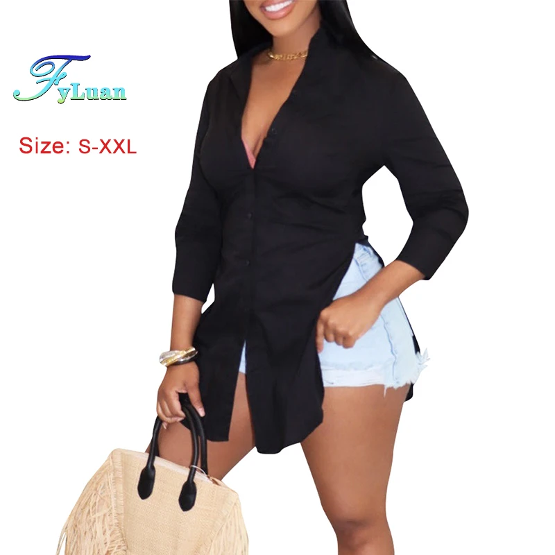 2025 New Casual Women Shirt Solid Color Turn Down Collar One Breasted Female Slit Shirt Long Sleeve Sexy Versatile Commuting Top
2025 New Casual Women Shirt Solid Color Turn Down Collar One Breasted Female Slit Shirt Long Sleeve Sexy Versatile Commuting Top