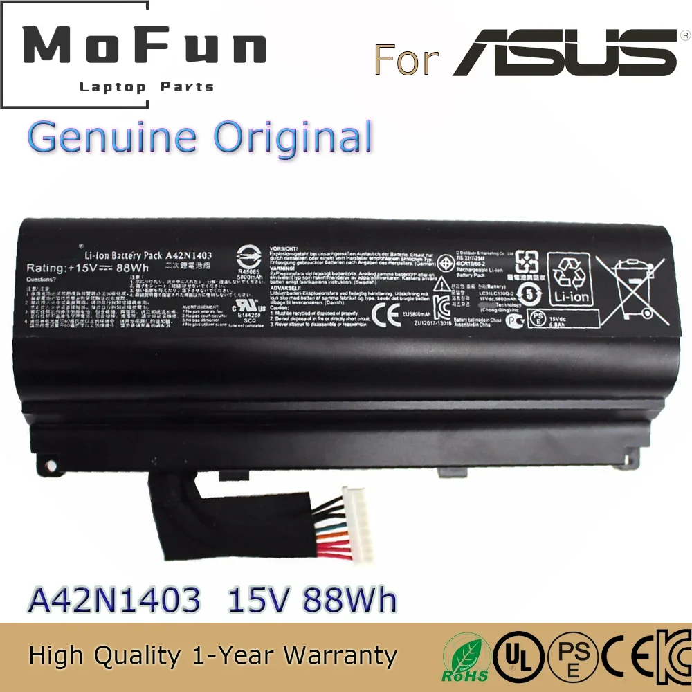 Brand New Original A42N1403 15V 88Wh Laptop Battery for ASUS ROG G751JL G751JM G751JT GFX71JM A42LM9H A42LM93 etc.
Brand New Original A42N1403 15V 88Wh Laptop Battery for ASUS ROG G751JL G751JM G751JT GFX71JM A42LM9H A42LM93 etc.