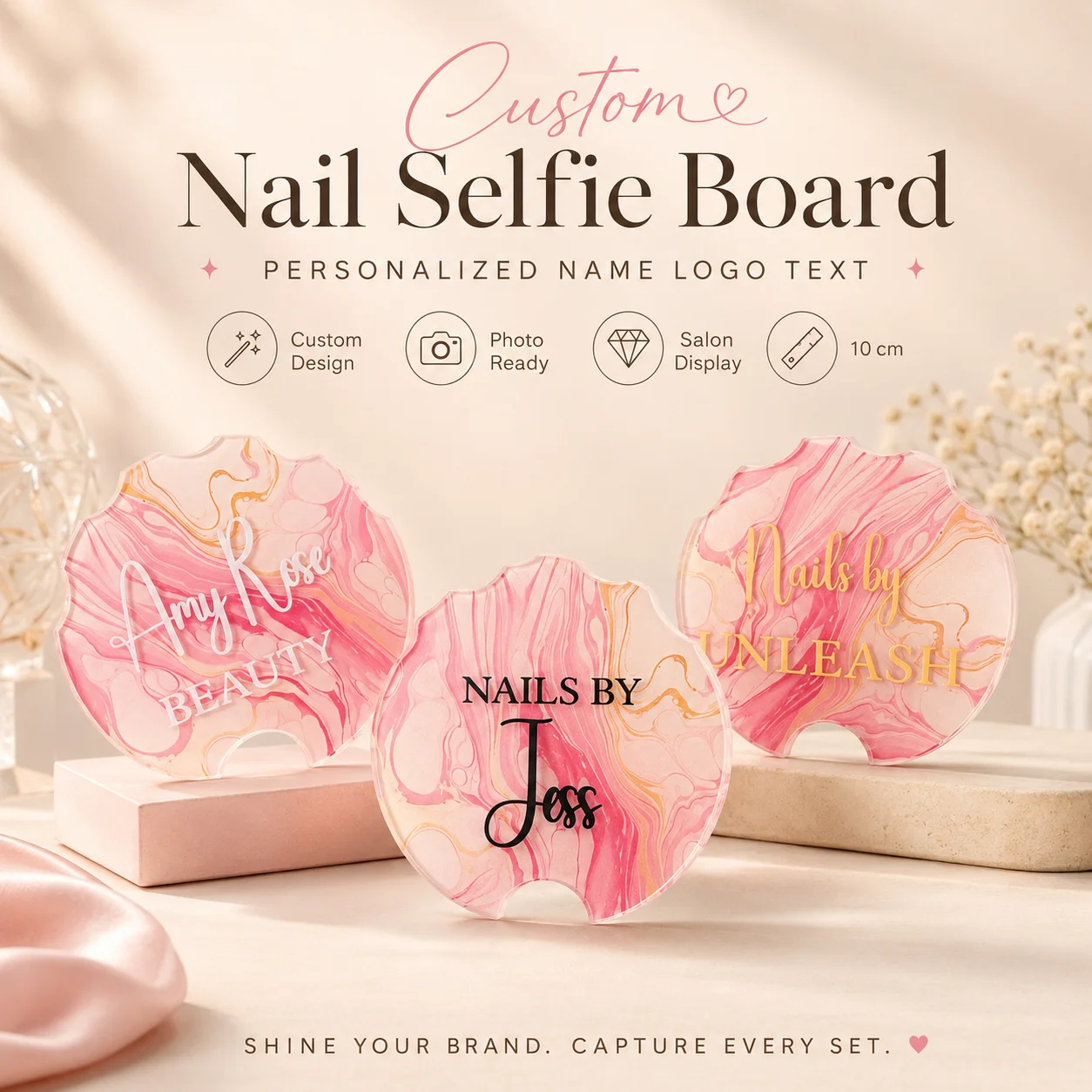 Custom Text Acrylic Nailfie Photo Disc Personalized Manicure Display Prop Supply For Nail Studio Artist Social Media Pictures
Custom Text Acrylic Nailfie Photo Disc Personalized Manicure Display Prop Supply For Nail Studio Artist Social Media Pictures