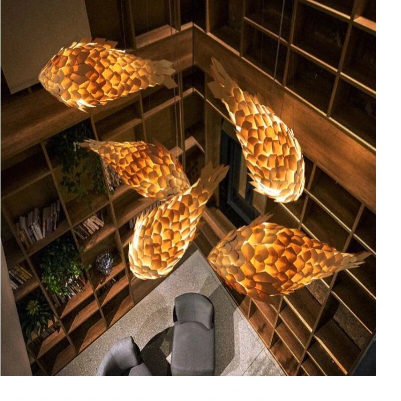 Non-standard art chandelier farm pastoral wood chandelier wood fish carp chandelier project
Non-standard art chandelier farm pastoral wood chandelier wood fish carp chandelier project