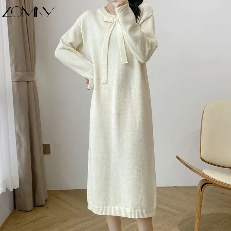 ZOMRY Autumn Winter High Quality Korean Style Large Size Lace Up Knitted Dress Street Women Wear Loose Midi Warm Sweater Dresses
ZOMRY Autumn Winter High Quality Korean Style Large Size Lace Up Knitted Dress Street Women Wear Loose Midi Warm Sweater Dresses