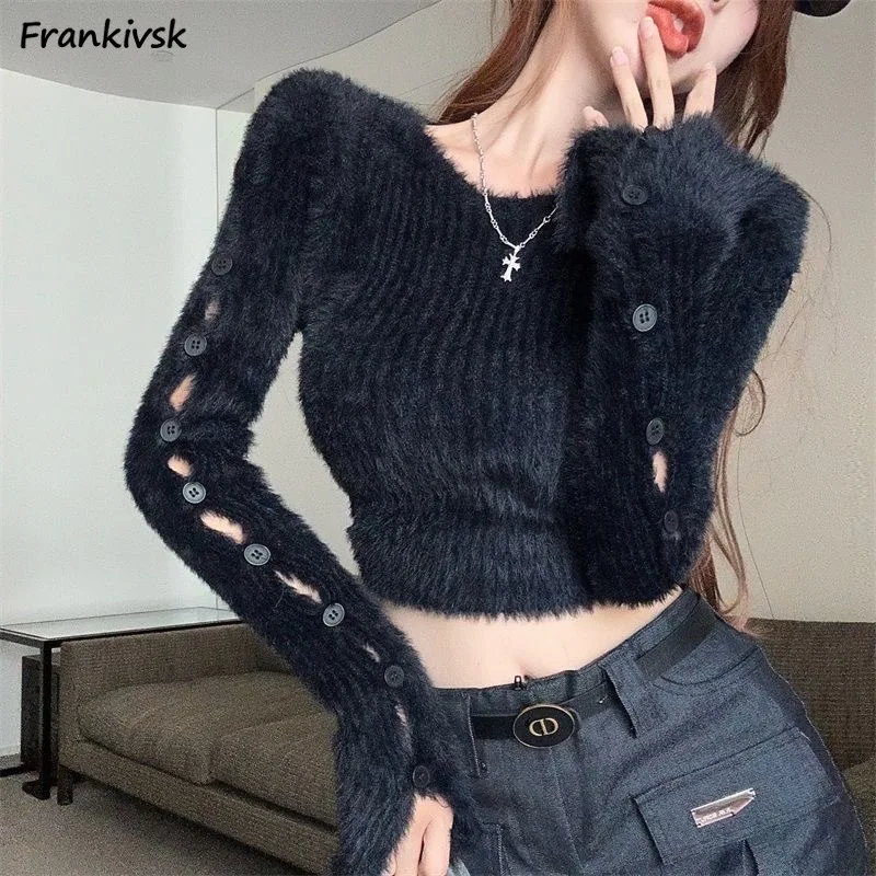 Hollow Out Sweaters Women Sexy Solid Fluffy Spring Autumn All-match Slim High Street American Style Hip Hop Advanced Stylish
Hollow Out Sweaters Women Sexy Solid Fluffy Spring Autumn All-match Slim High Street American Style Hip Hop Advanced Stylish