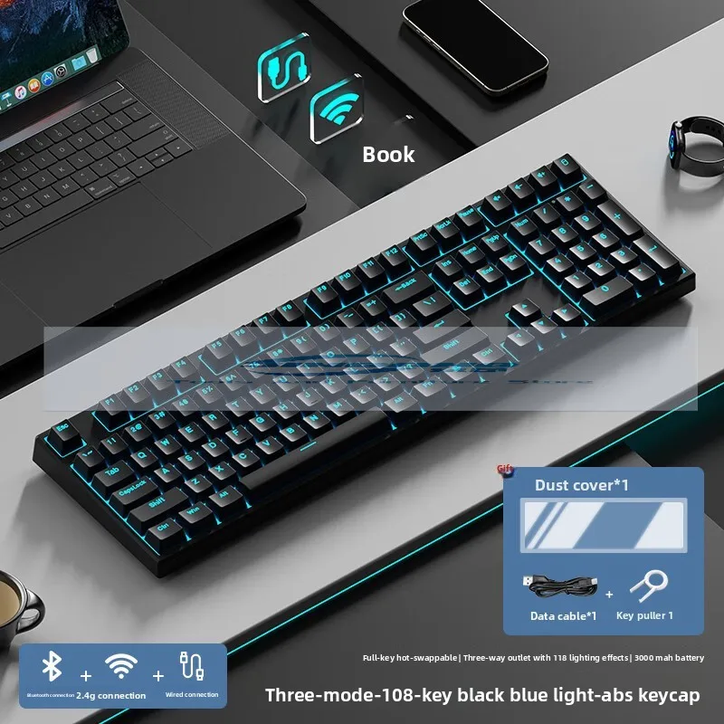 F108 three-mode mechanical keyboard full-key non-charging hot-swappable male and female high-value office game keyboard
F108 three-mode mechanical keyboard full-key non-charging hot-swappable male and female high-value office game keyboard