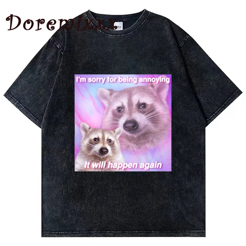 Fashion Washed T-shirts Men Hip Hop T Shirt Streetwear Harajuku Funny Raccoon T-Shirt Summer Short Sleeve Tops Y2k Women Tshirts
Fashion Washed T-shirts Men Hip Hop T Shirt Streetwear Harajuku Funny Raccoon T-Shirt Summer Short Sleeve Tops Y2k Women Tshirts