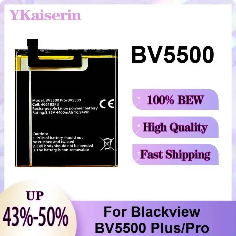 Mobile Phone Battery For Blackview BV5500 Plus Pro 4400mAh High-Capacity
Mobile Phone Battery For Blackview BV5500 Plus Pro 4400mAh High-Capacity