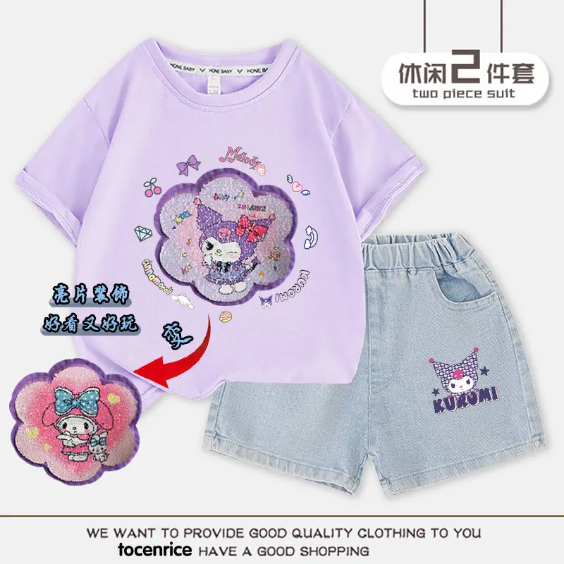 Girly Heart Kawaii Sanrio Anime Kuromi My Melody Short-Sleeved Short Pants Suit Cute Blouse T-Shirt Skirt Two-Piece Kids Gifts
Girly Heart Kawaii Sanrio Anime Kuromi My Melody Short-Sleeved Short Pants Suit Cute Blouse T-Shirt Skirt Two-Piece Kids Gifts