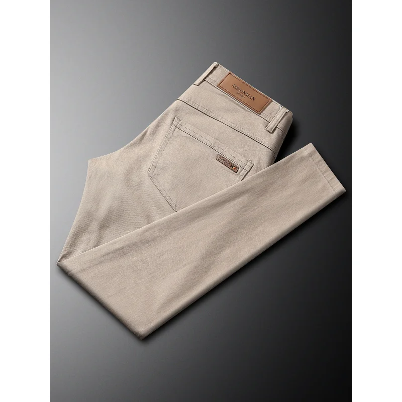 High end men's clothing autumn khaki jeans men's casual simple business elastic small straight leg long pants
High end men's clothing autumn khaki jeans men's casual simple business elastic small straight leg long pants
