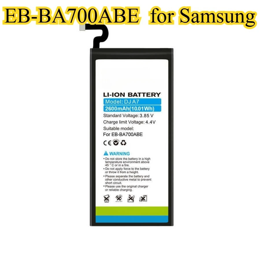 2600mAh High Capacity Battery for Samsung Galaxy A7 A7000 A7009 A700F Replacement EB-BA700ABE Li-ion Battery with Tools Kit
2600mAh High Capacity Battery for Samsung Galaxy A7 A7000 A7009 A700F Replacement EB-BA700ABE Li-ion Battery with Tools Kit